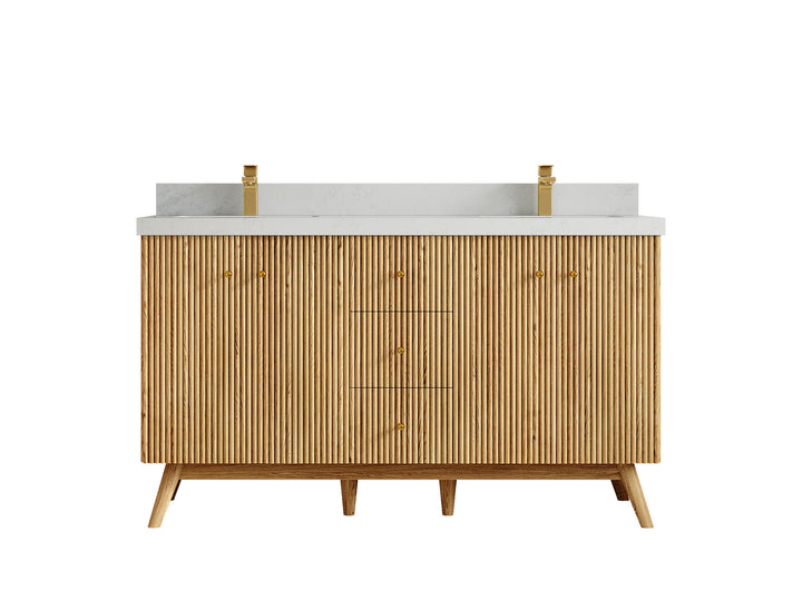 Pasadena White Oak 60 in. W x 22 in. D Double Sink Bathroom Vanity - photo 22