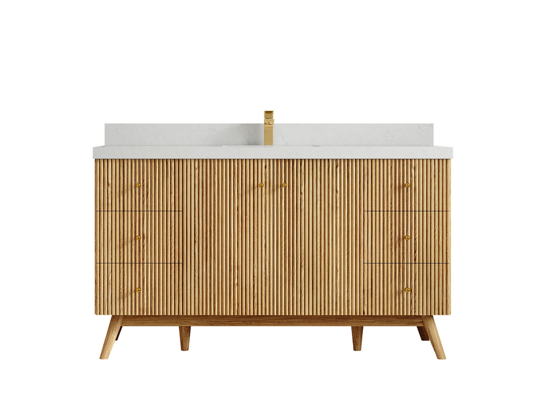 Pasadena White Oak 60 in. W x 22 in. D Single Sink Bathroom Vanity