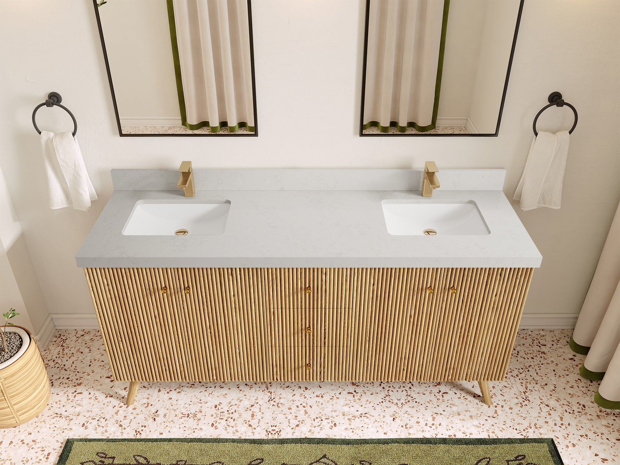Pasadena White Oak 72 in. W x 22 in. D Double Sink Bathroom Vanity