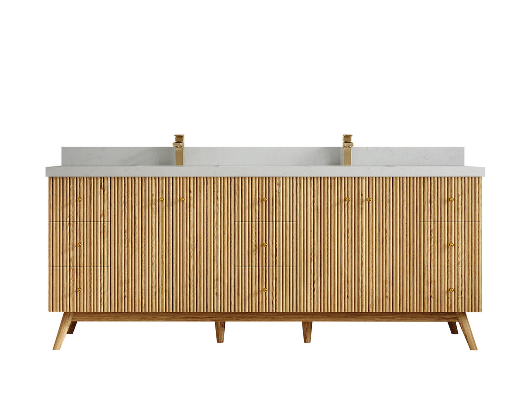 Pasadena White Oak 84 in. W x 22 in. D Double Sink Bathroom Vanity