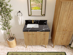 Pasadena White Oak 36 in. W x 22 in. D Left Offset Sink Bathroom Vanity - photo 9