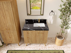 Pasadena White Oak 36 in. W x 22 in. D Right Offset Sink Bathroom Vanity - photo 9