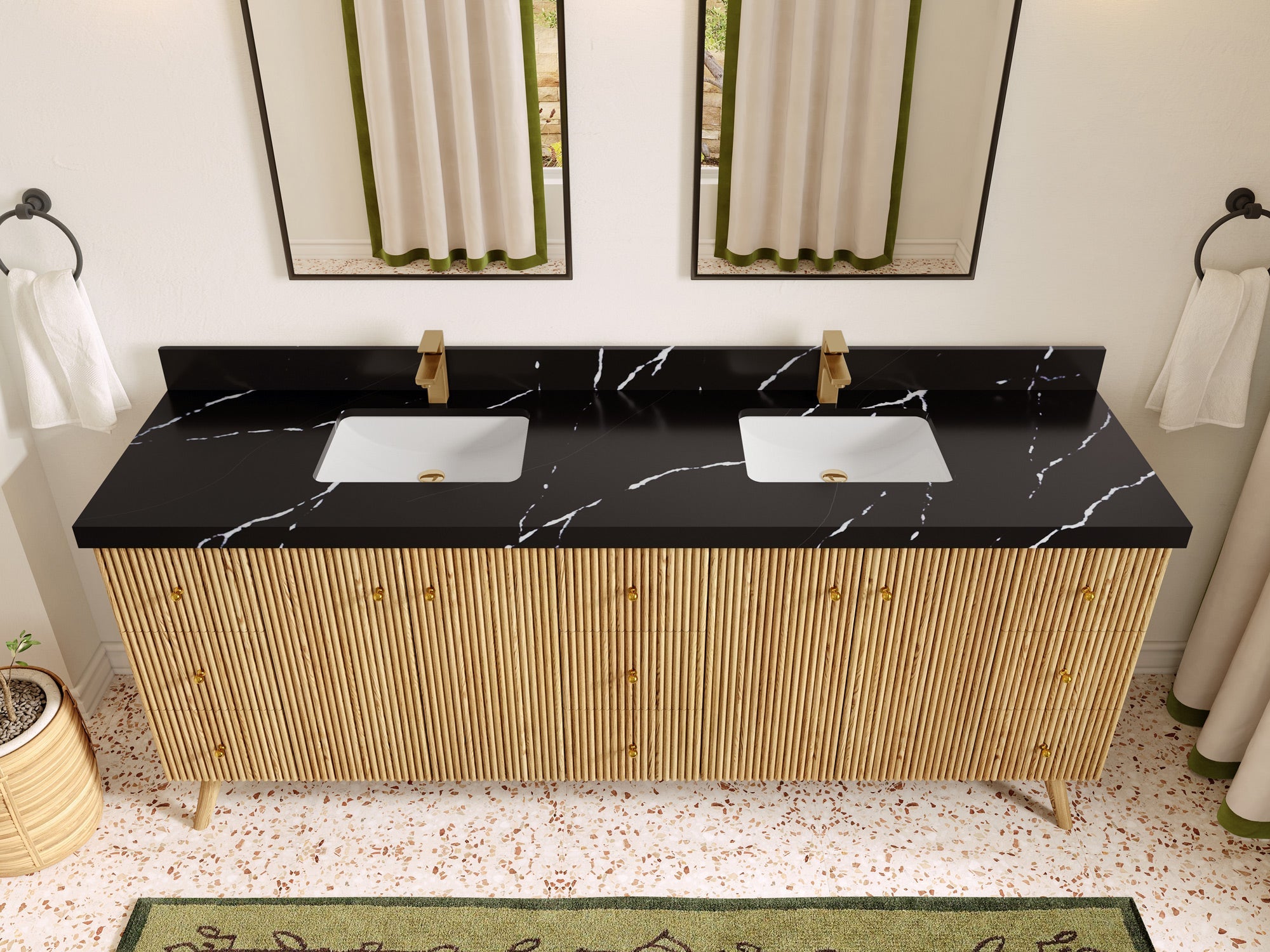 Pasadena White Oak 84 in. W x 22 in. D Double Sink Bathroom Vanity