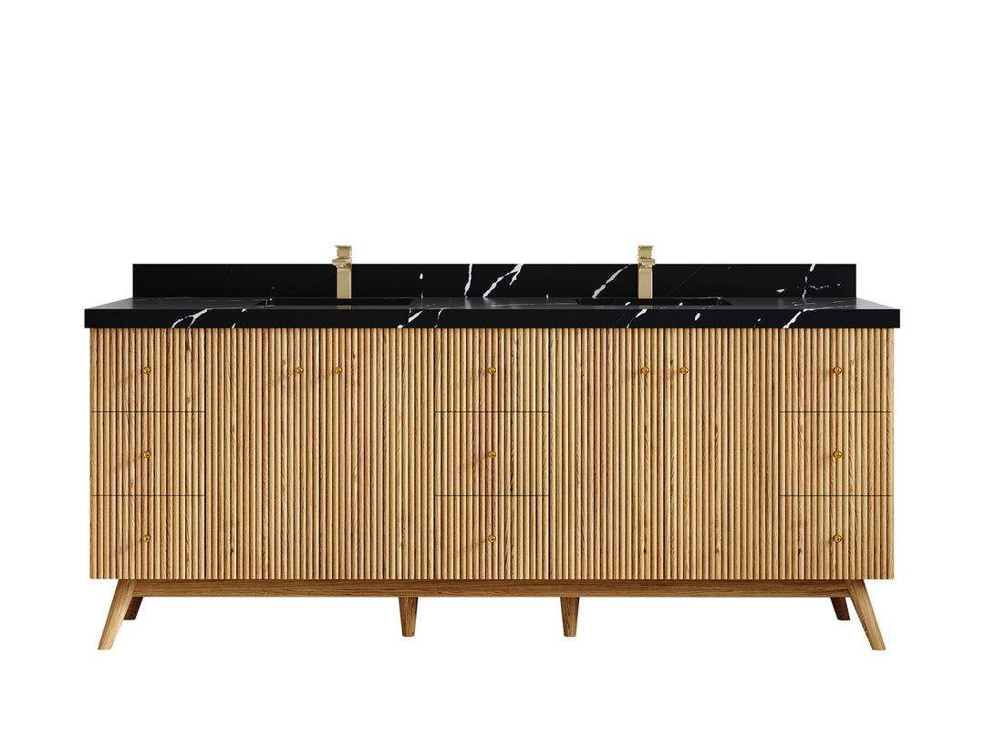 Pasadena White Oak 84 in. W x 22 in. D Double Sink Bathroom Vanity
