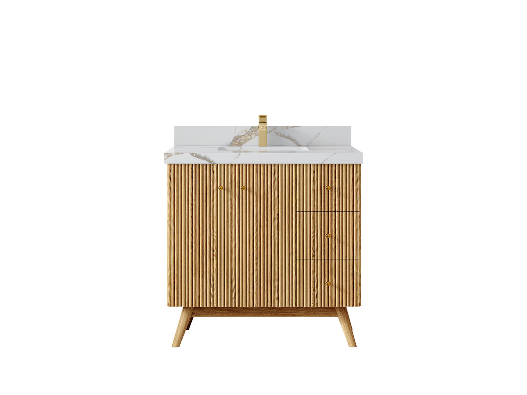Pasadena White Oak 36 in. W x 22 in. D Center Sink Bathroom Vanity