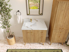 Pasadena White Oak 36 in. W x 22 in. D Left Offset Sink Bathroom Vanity - photo 11
