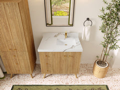 Pasadena White Oak 36 in. W x 22 in. D Right Offset Sink Bathroom Vanity - photo 11