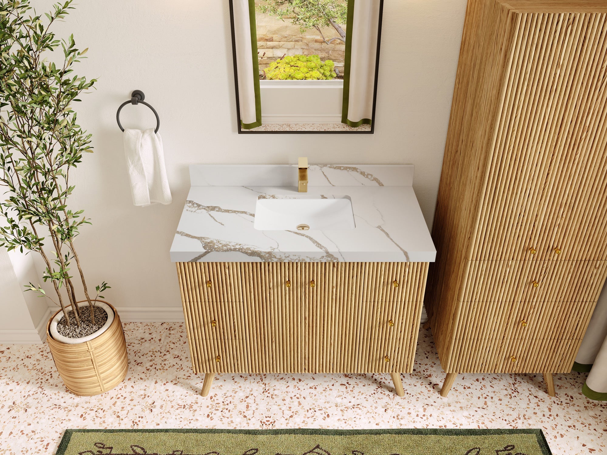 Pasadena White Oak 42 in. W x 22 in. D Single Sink Bathroom Vanity