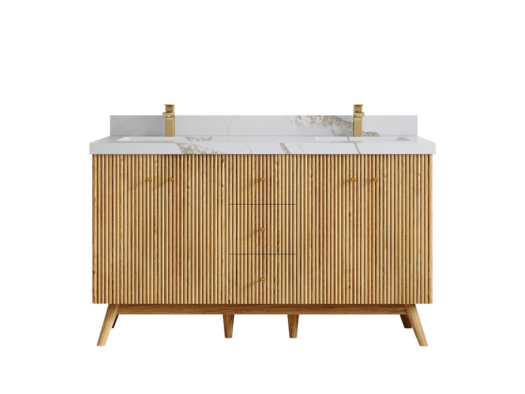 Pasadena White Oak 60 in. W x 22 in. D Double Sink Bathroom Vanity