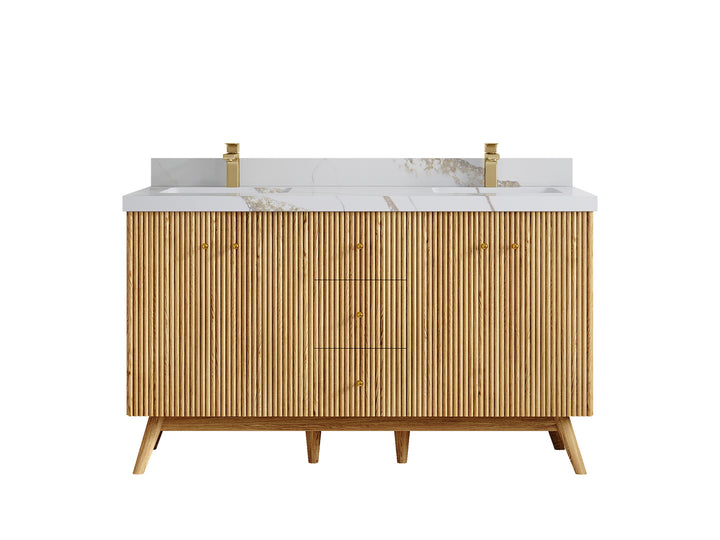 Pasadena White Oak 60 in. W x 22 in. D Double Sink Bathroom Vanity - photo 12