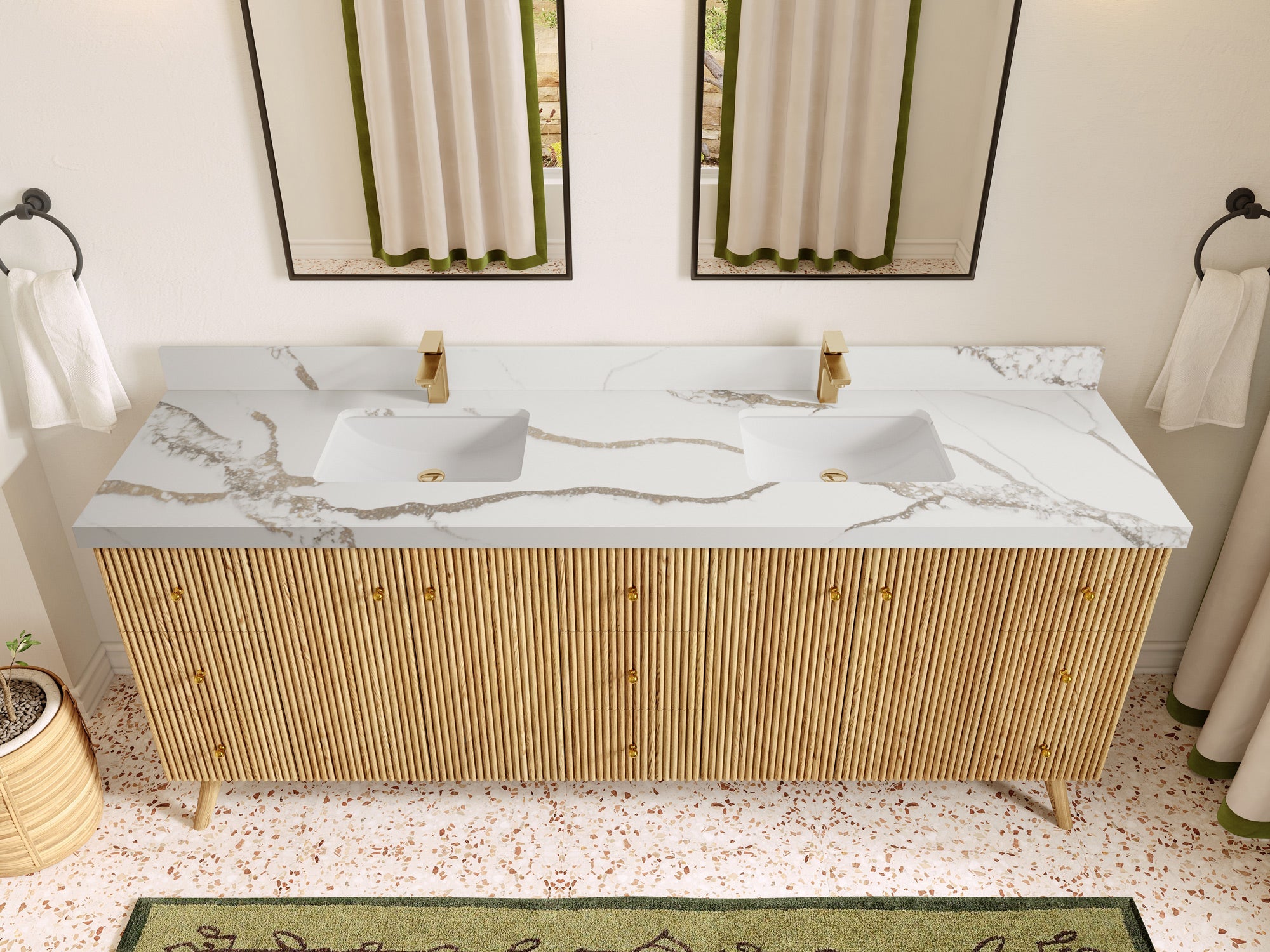 Pasadena White Oak 84 in. W x 22 in. D Double Sink Bathroom Vanity