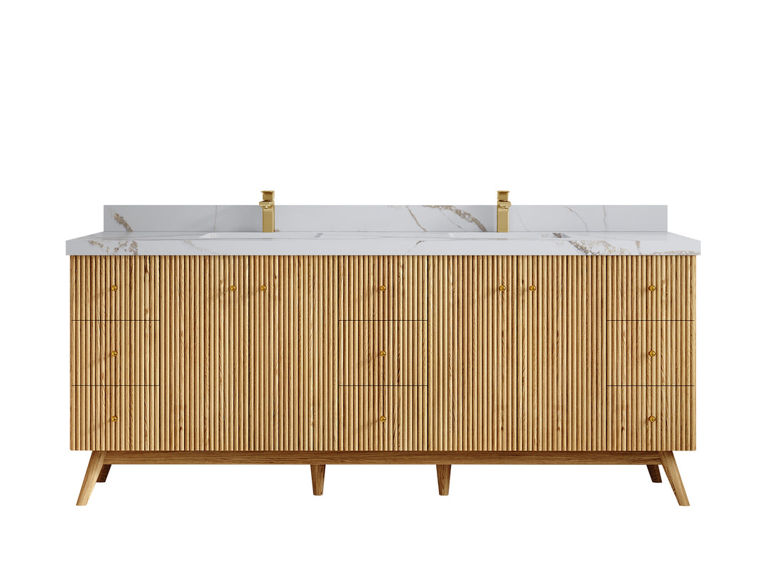 Pasadena White Oak 84 in. W x 22 in. D Double Sink Bathroom Vanity