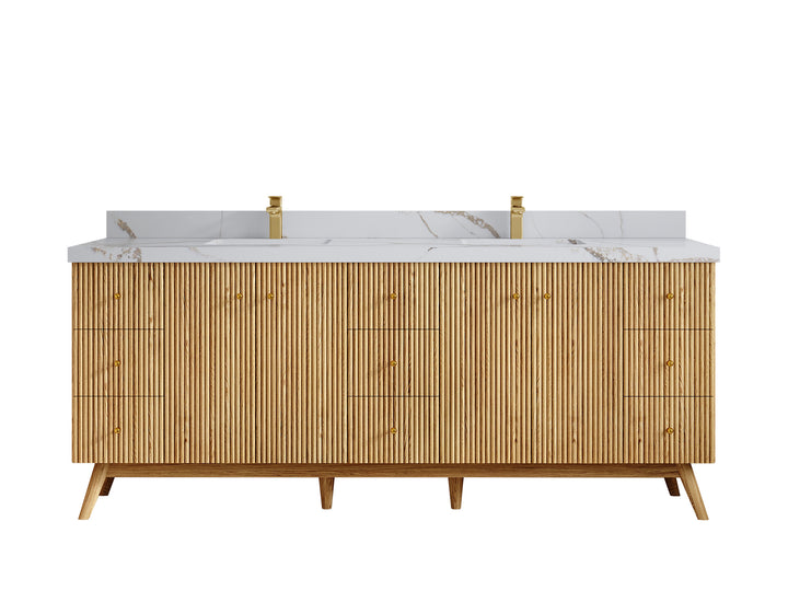 Pasadena White Oak 84 in. W x 22 in. D Double Sink Bathroom Vanity - photo 12