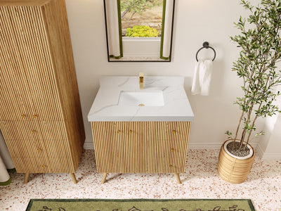 Pasadena White Oak 36 in. W x 22 in. D Center Sink Bathroom Vanity