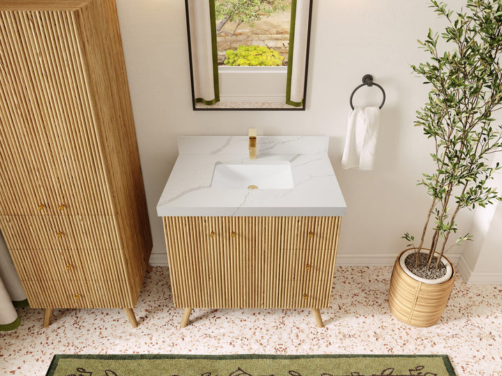 Pasadena White Oak 36 in. W x 22 in. D Center Sink Bathroom Vanity - photo 11