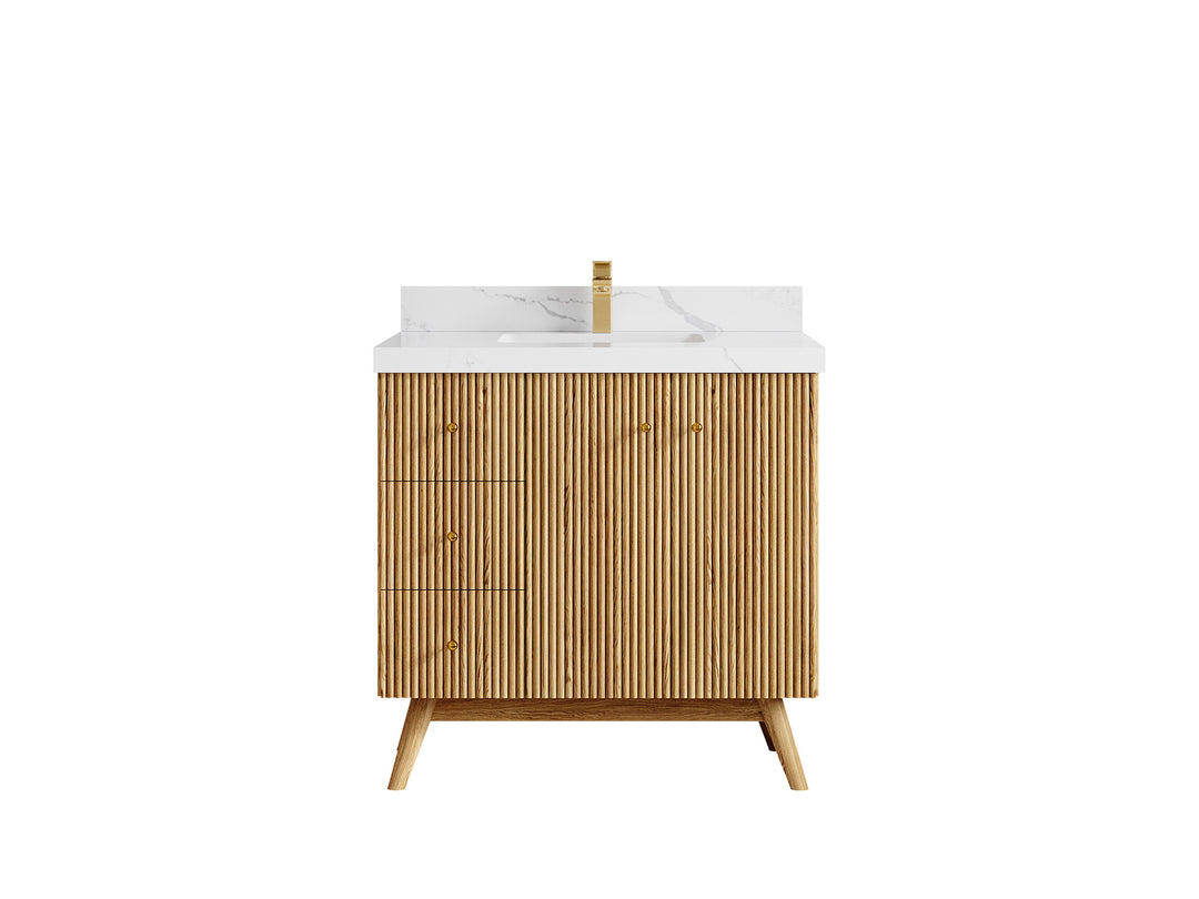 Pasadena White Oak 36 in. W x 22 in. D Center Sink Bathroom Vanity