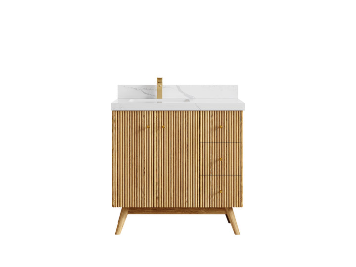 Pasadena White Oak 36 in. W x 22 in. D Left Offset Sink Bathroom Vanity - photo 14