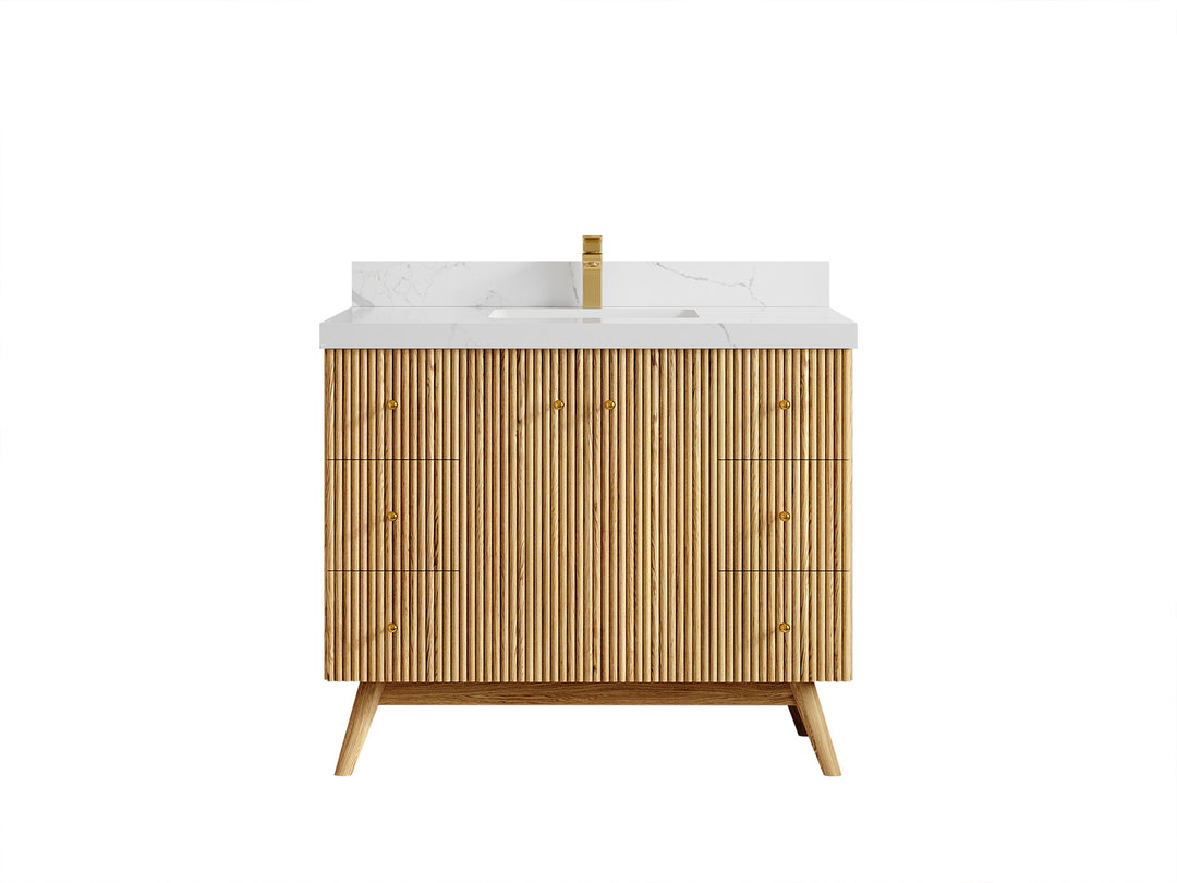 Pasadena White Oak 42 in. W x 22 in. D Single Sink Bathroom Vanity