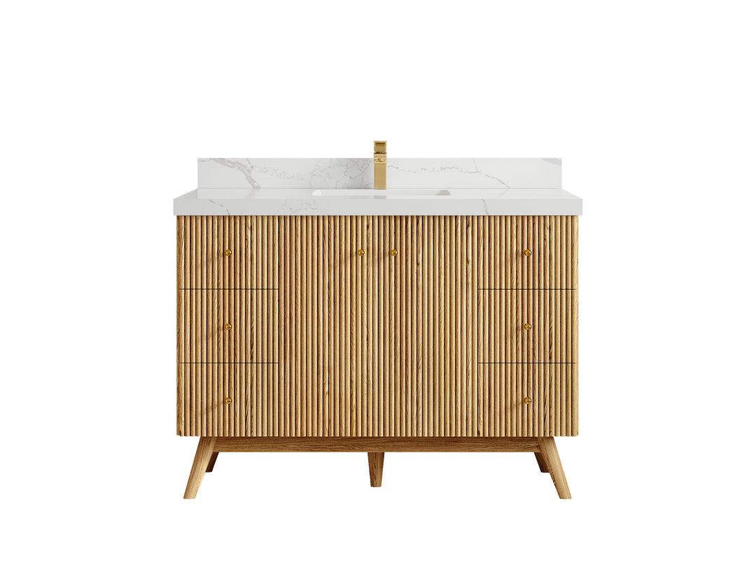 Pasadena White Oak 48 in. W x 22 in. D Single Sink Bathroom Vanity