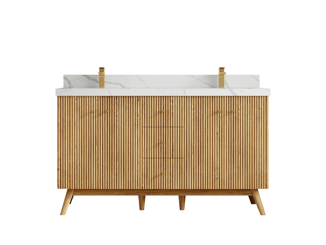 Pasadena White Oak 60 in. W x 22 in. D Double Sink Bathroom Vanity