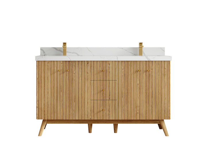 Pasadena White Oak 60 in. W x 22 in. D Double Sink Bathroom Vanity - photo 14