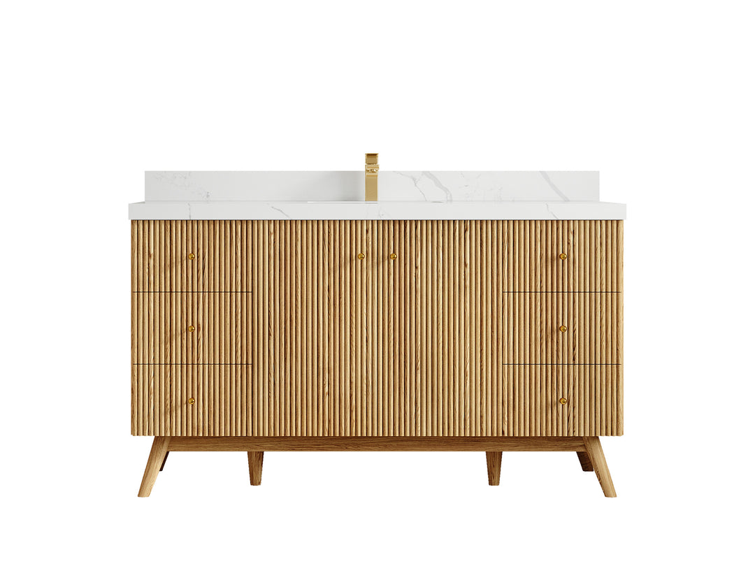 Pasadena White Oak 60 in. W x 22 in. D Single Sink Bathroom Vanity