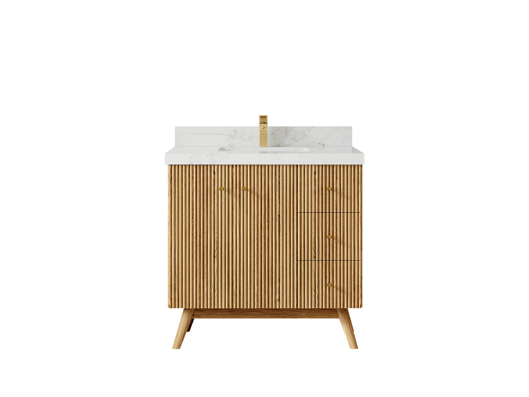 Pasadena White Oak 36 in. W x 22 in. D Center Sink Bathroom Vanity
