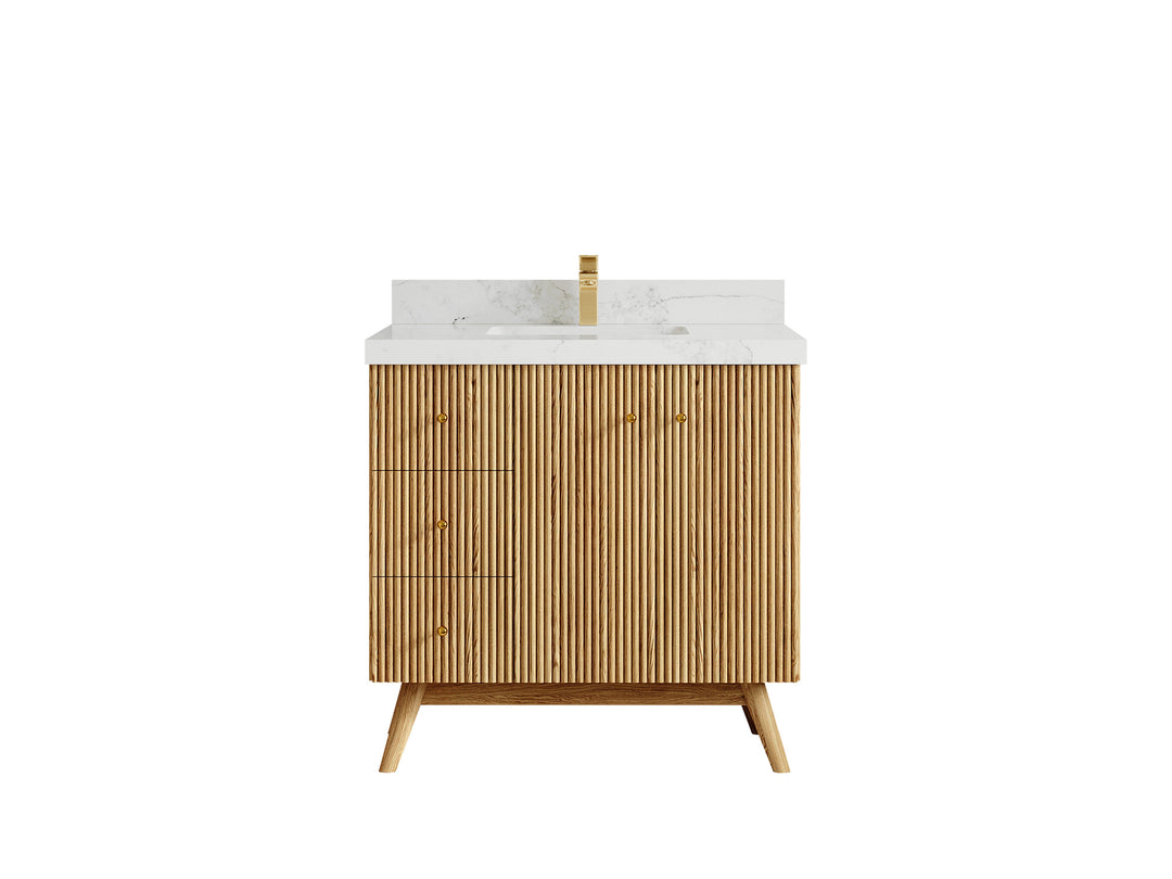 Pasadena White Oak 36 in. W x 22 in. D Center Sink Bathroom Vanity