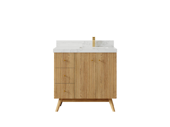 Pasadena White Oak 36 in. W x 22 in. D Right Offset Sink Bathroom Vanity - photo 16