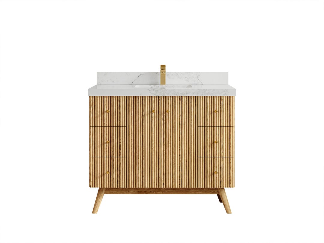 Pasadena White Oak 42 in. W x 22 in. D Single Sink Bathroom Vanity