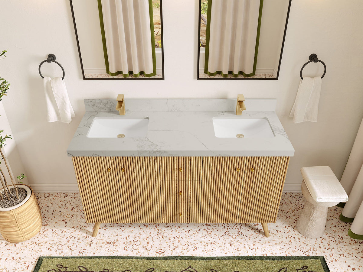 Pasadena White Oak 60 in. W x 22 in. D Double Sink Bathroom Vanity