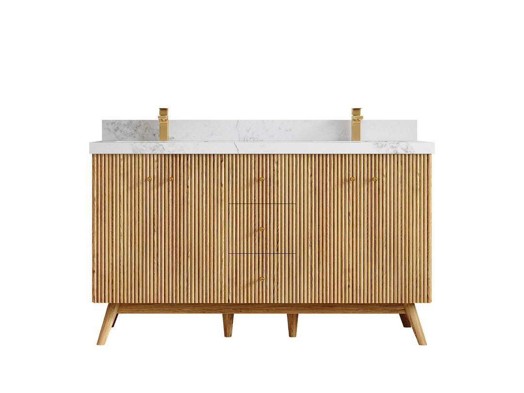Pasadena White Oak 60 in. W x 22 in. D Double Sink Bathroom Vanity