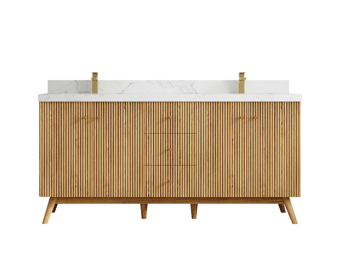 Pasadena White Oak 72 in. W x 22 in. D Double Sink Bathroom Vanity