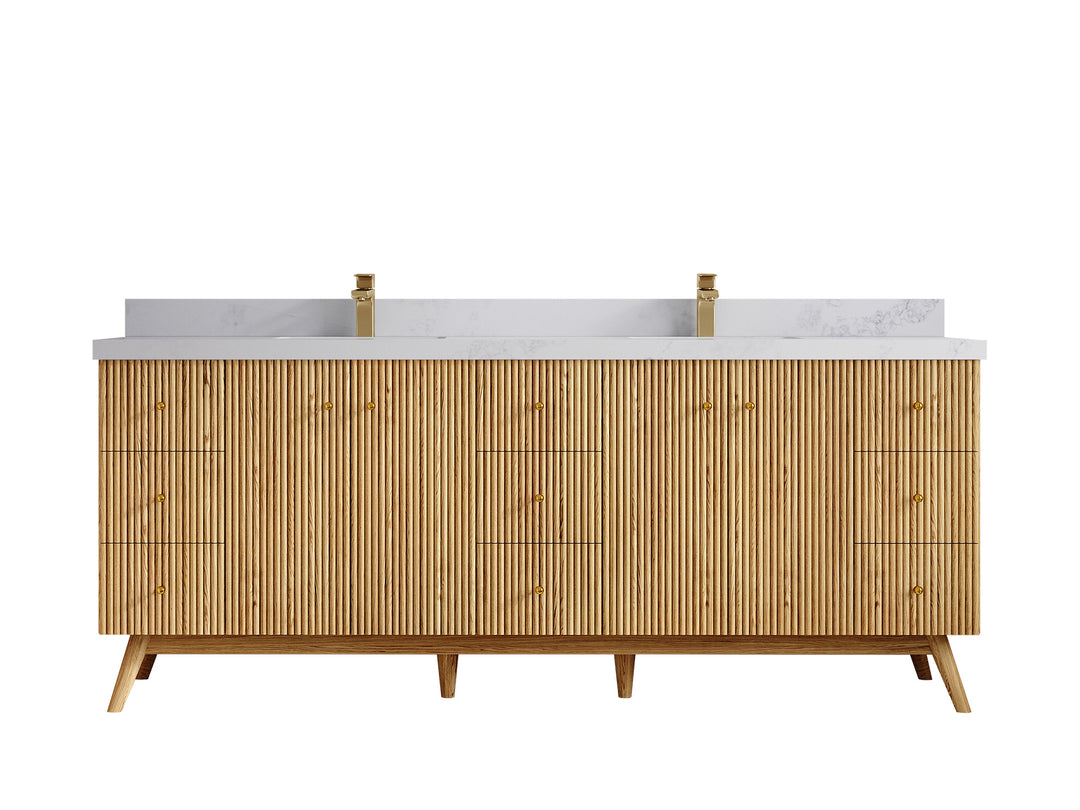 Pasadena White Oak 84 in. W x 22 in. D Double Sink Bathroom Vanity