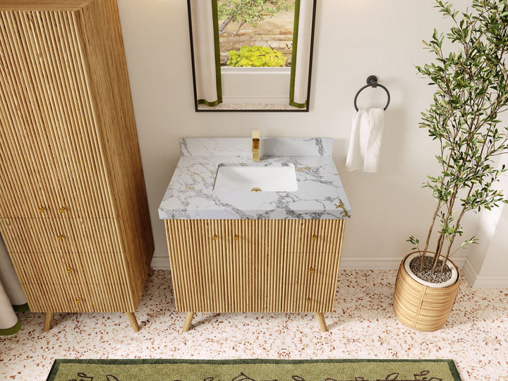 Pasadena White Oak 36 in. W x 22 in. D Center Sink Bathroom Vanity - photo 27