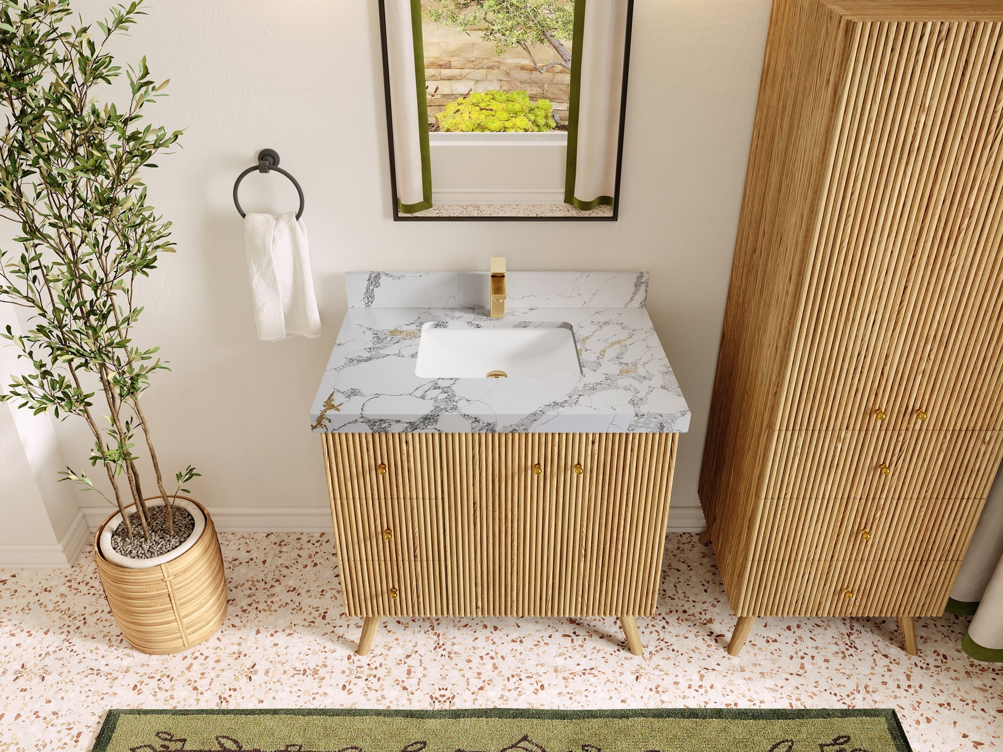Pasadena White Oak 36 in. W x 22 in. D Center Sink Bathroom Vanity