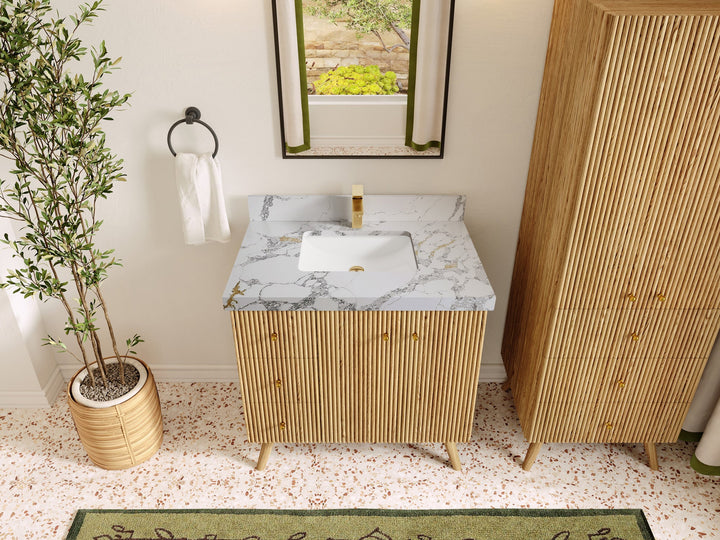 White Oak Bathroom Vanity - 36" W x 22" D, Pasadena Collection, Center Sink Design - photo 17