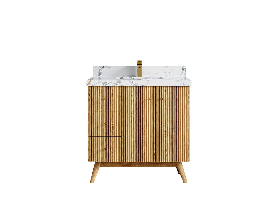 Pasadena White Oak 36 in. W x 22 in. D Center Sink Bathroom Vanity