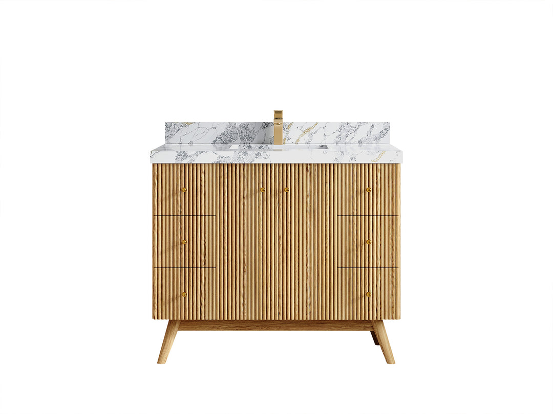 Pasadena White Oak 42 in. W x 22 in. D Single Sink Bathroom Vanity