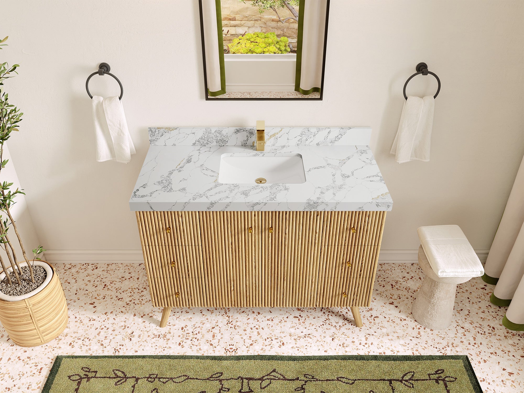 Pasadena White Oak 48 in. W x 22 in. D Single Sink Bathroom Vanity