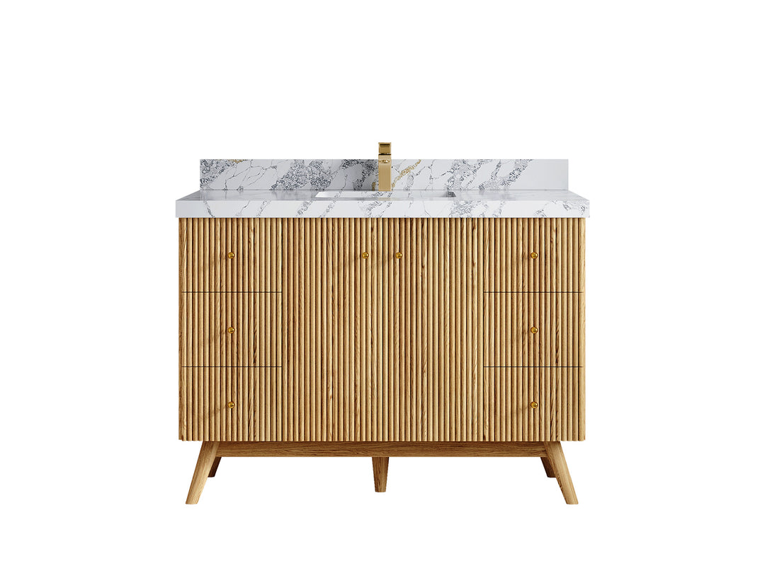 Pasadena White Oak 48 in. W x 22 in. D Single Sink Bathroom Vanity