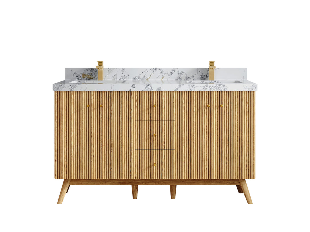 Pasadena White Oak 60 in. W x 22 in. D Double Sink Bathroom Vanity