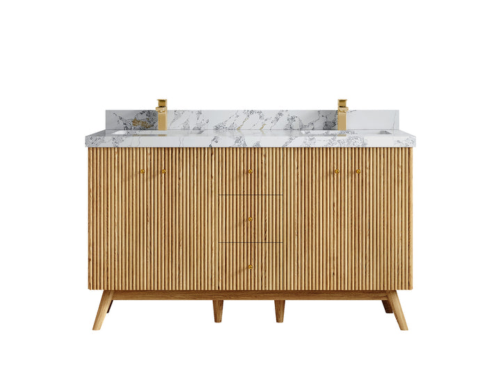 Pasadena White Oak 60 in. W x 22 in. D Double Sink Bathroom Vanity - photo 8