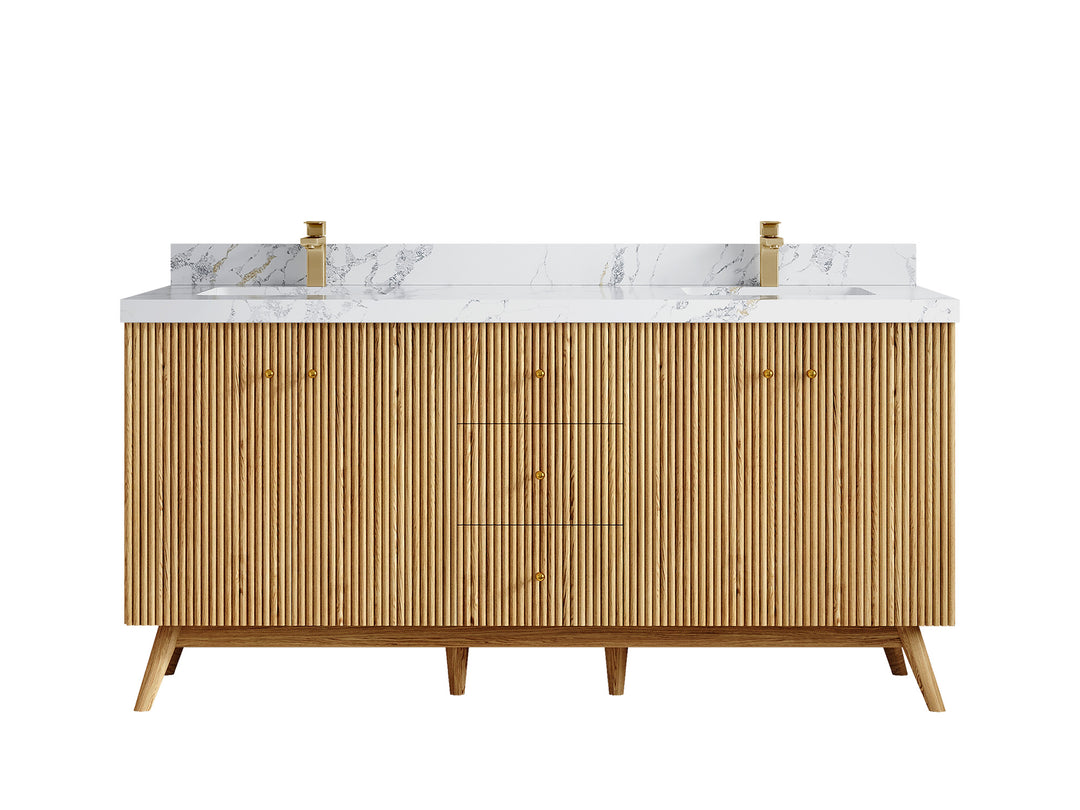 Pasadena White Oak 72 in. W x 22 in. D Double Sink Bathroom Vanity