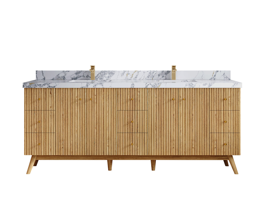 Pasadena White Oak 84 in. W x 22 in. D Double Sink Bathroom Vanity
