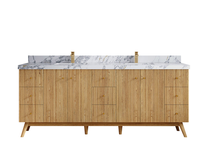 Pasadena White Oak 84 in. W x 22 in. D Double Sink Bathroom Vanity - photo 8