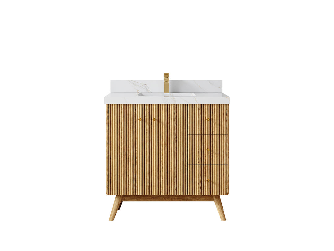 Pasadena White Oak 36 in. W x 22 in. D Center Sink Bathroom Vanity
