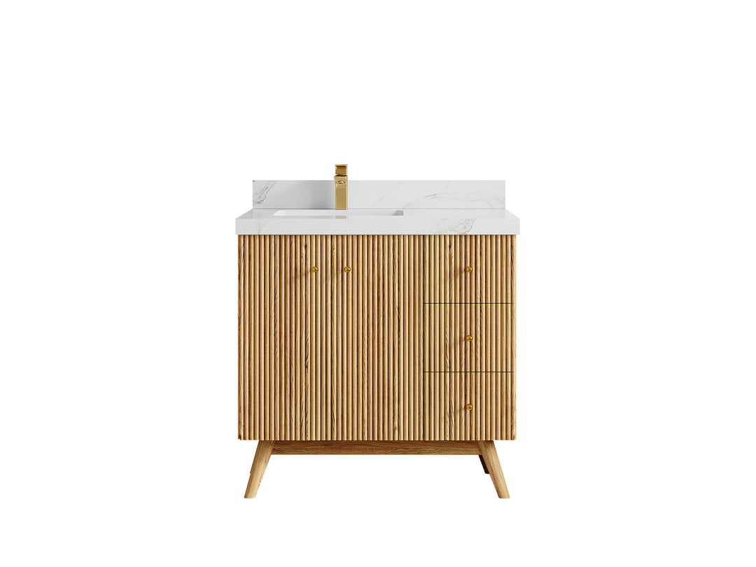 Pasadena White Oak 36 in. W x 22 in. D Left Offset Sink Bathroom Vanity