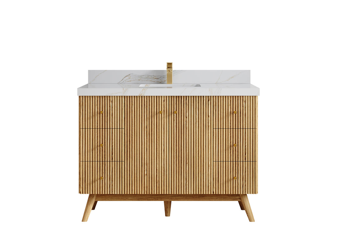 Pasadena White Oak 48 in. W x 22 in. D Single Sink Bathroom Vanity
