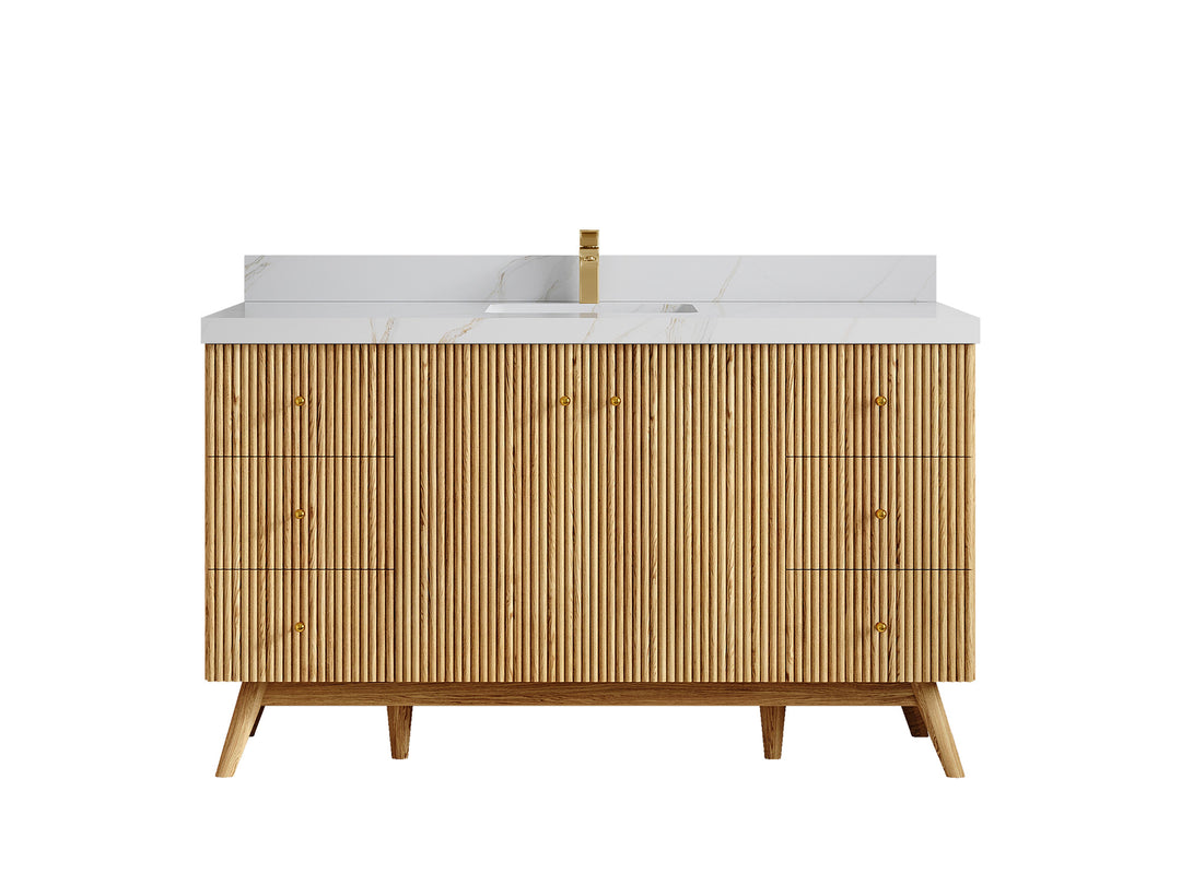 Pasadena White Oak 60 in. W x 22 in. D Single Sink Bathroom Vanity